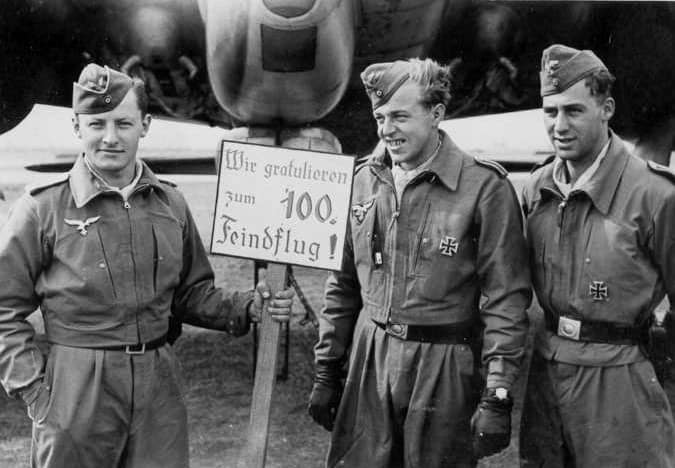 Luftwaffe Ace being congratulated for 100 successful missions